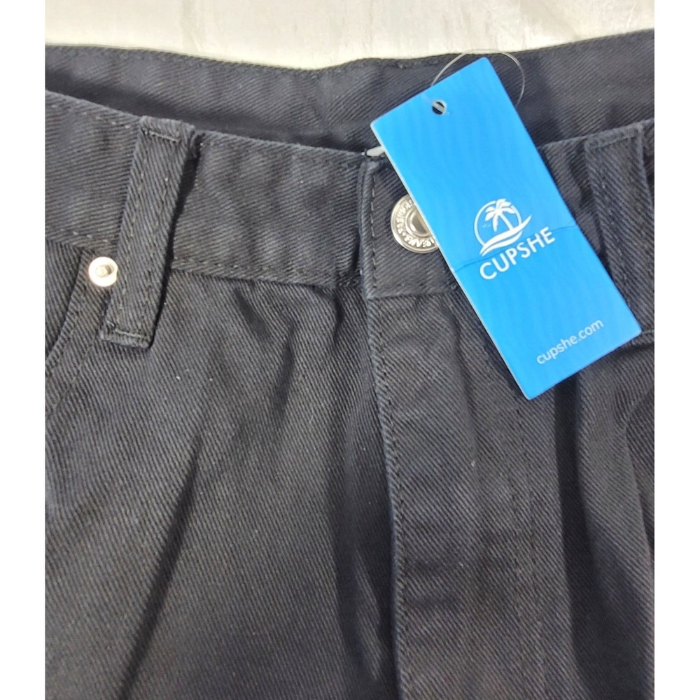 Cupshe Women's Ripped Distressed Solid Black Denim Jean Shorts - Sz Medium - Picture 4 of 5